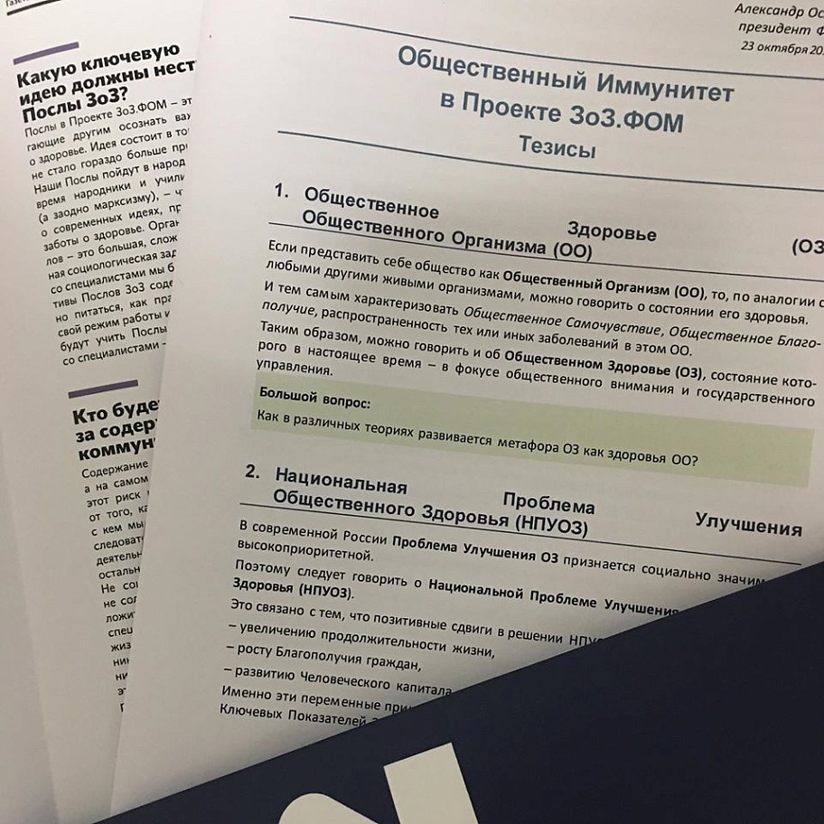 Презентация проекта «Общественный иммунитет» (ФОМ)